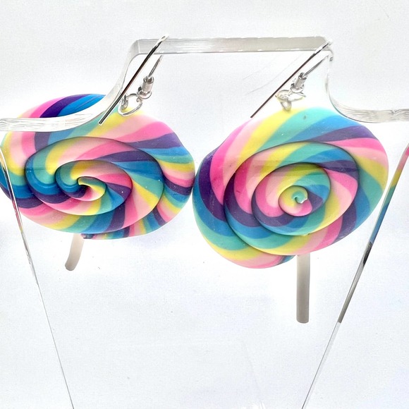 Large Lollipop Earrings - Oversized Earrings - Statement Earrings - Candy Earrin - Picture 4 of 8